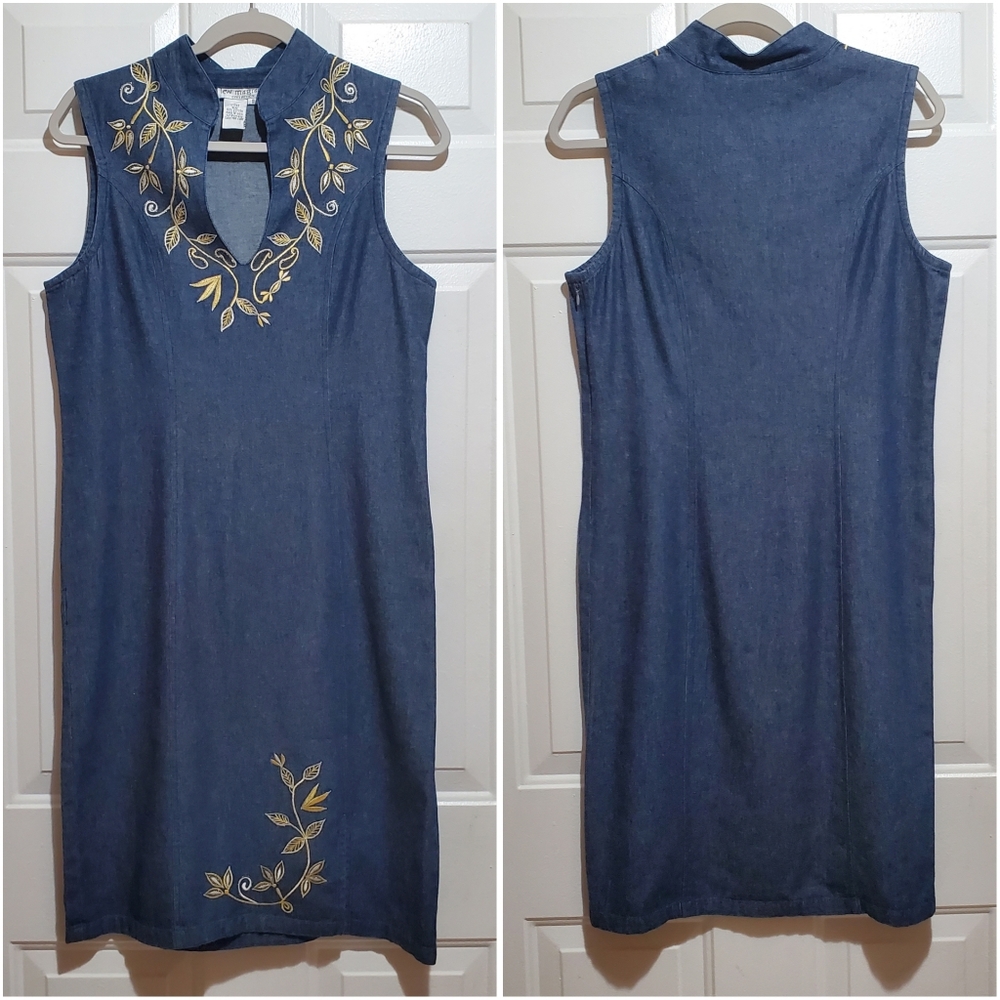 Vintage Lew Magram Collection Sleeveless Embroidered Shift Dress